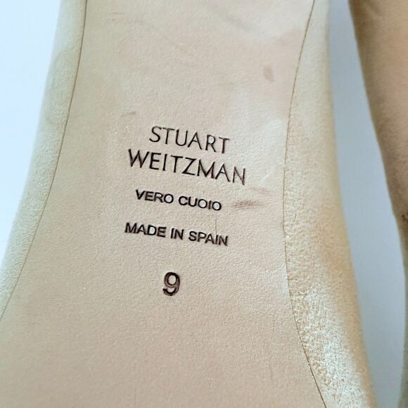 NWOB Damaged Stuart Weitzman Beatrix Platform Pumps in Adobe Suede Size 9 - Picture 14 of 16